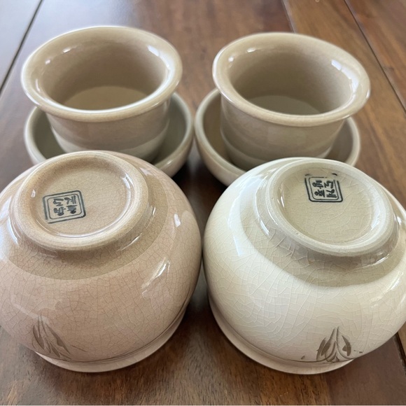 Porcelain tea cups with strainer - Set of 2